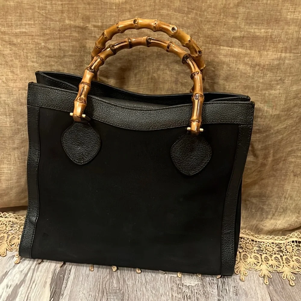 SOLD-SOLD. Vintage Pre loved Gucci Suede with leather ( bamboo) - Picture 1 of 17